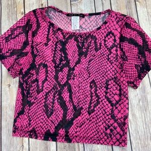 Pink sheer snake skin crop top